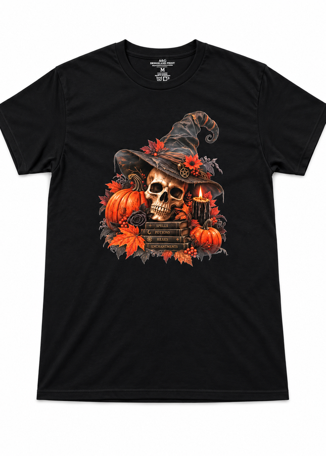 Witch’s Spellbook Skull Halloween T-Shirt