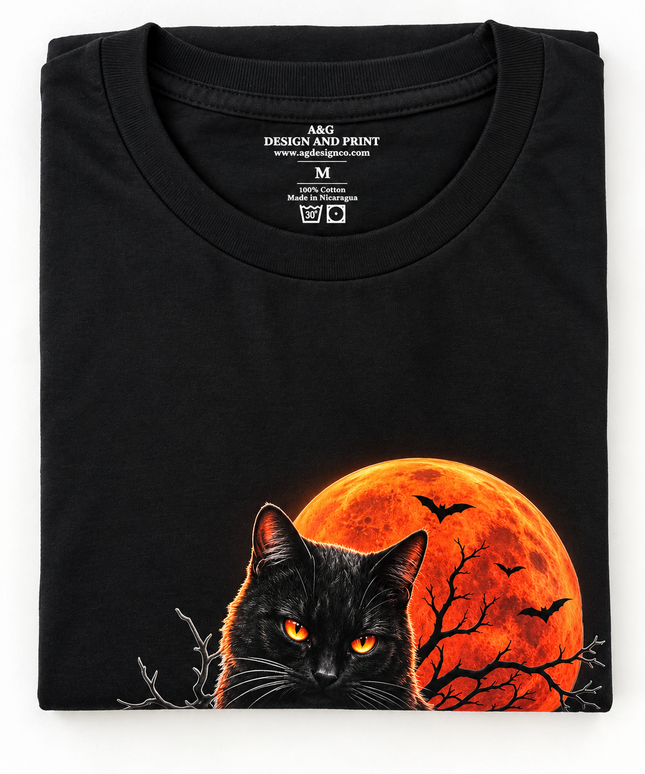Black Cat & Pumpkin Halloween T-Shirt