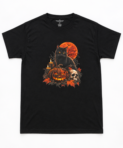 Black Cat & Pumpkin Halloween T-Shirt