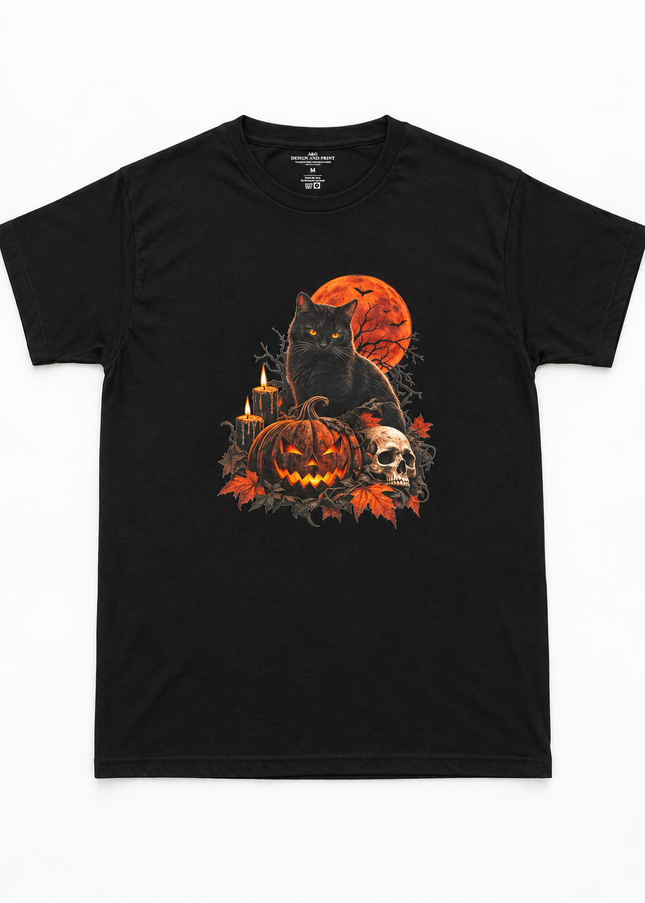 Black Cat & Pumpkin Halloween T-Shirt